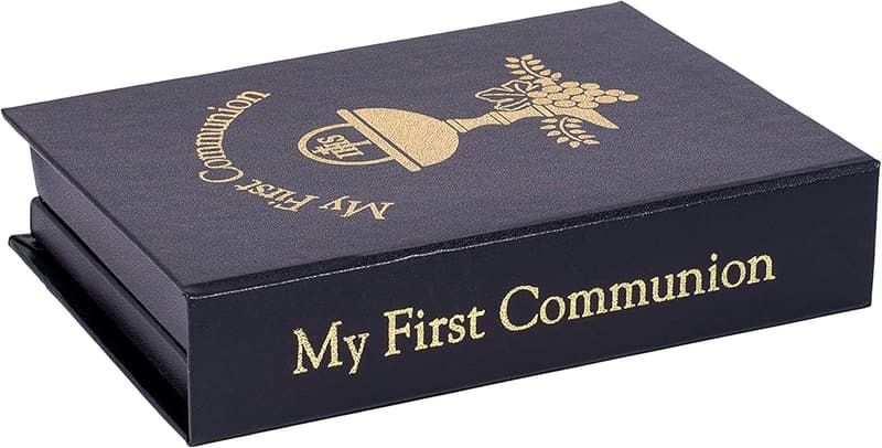 First Communion Black & Gold Book and Accessory Set for Boys