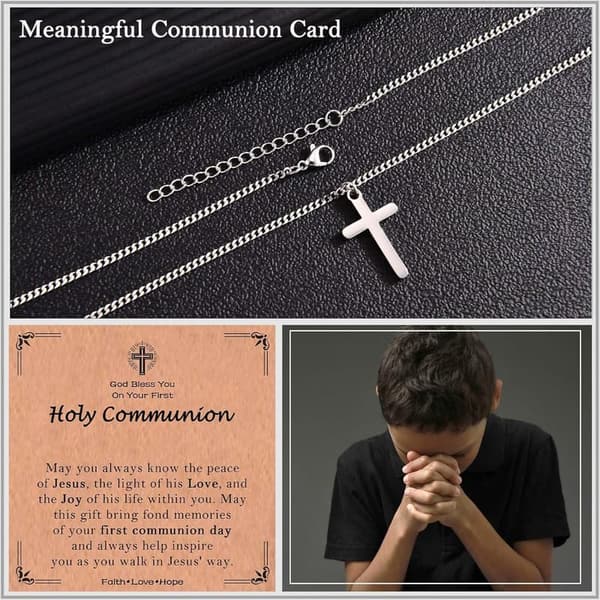 Boys' Cross Necklace for Baptism and Confirmation Gifts
