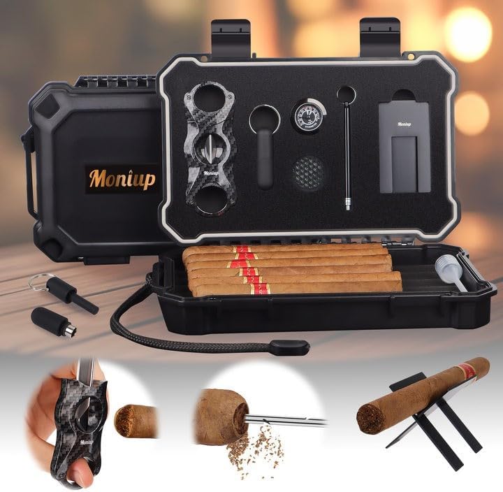 Portable Cigar Humidor Set with Accessories for Men