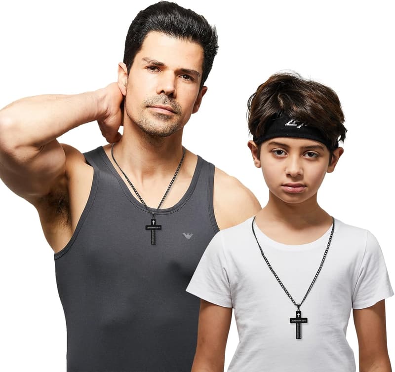 Christian Cross Necklace for Men with Bible Verse – Graduation Gift