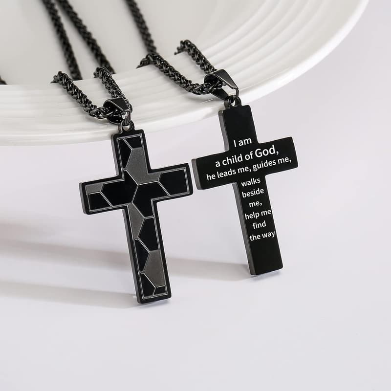 First Communion Soccer Cross Necklace for Boys, Stainless Steel
