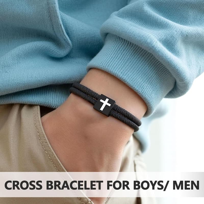Men's Adjustable Rope Cross Bracelet - Perfect for Easter Gifts
