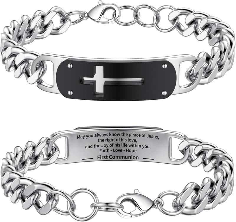 Christian Stainless Steel Cross Bracelet for Teens