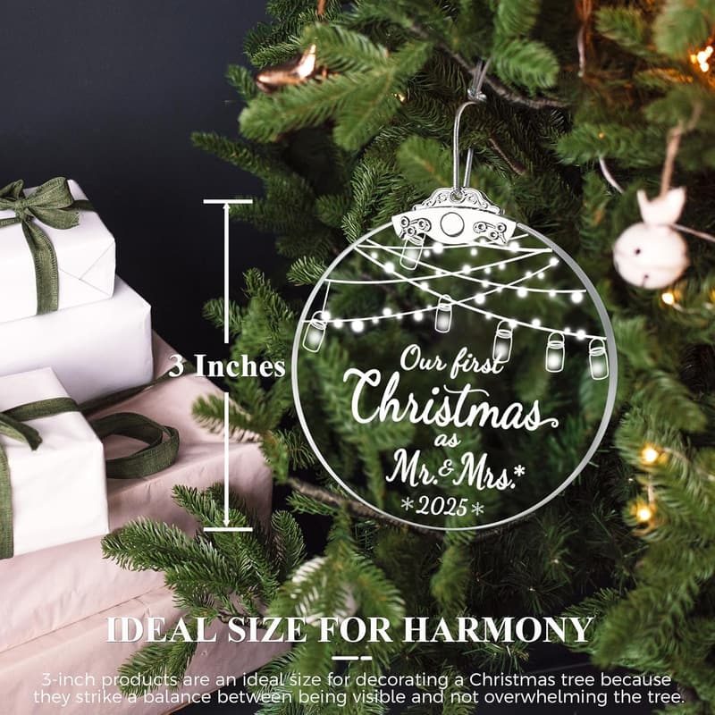 First Christmas as Mr. & Mrs. Crystal Ornament for Couples