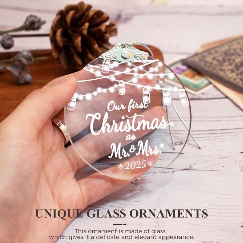 First Christmas as Mr. & Mrs. Crystal Ornament for Couples