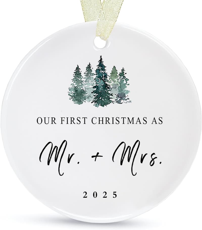 First Christmas Ornament for Newlyweds 2025 - Ceramic Decoration