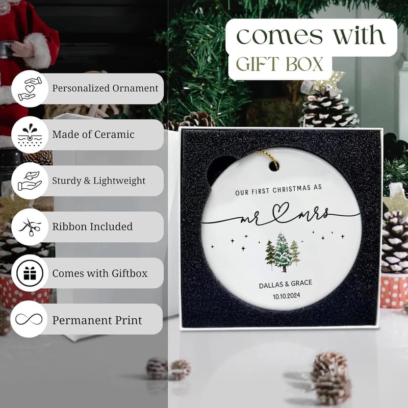 Personalized 2025 First Christmas Ornament for Couples