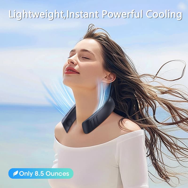 Rechargeable Neck Fan with 18Hrs Battery Life & 360° Airflow
