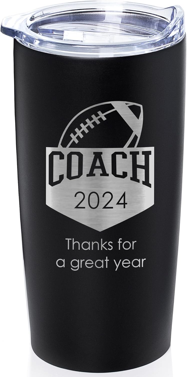 Football Coach Thank You Gift - Engraved Stainless Steel Tumbler