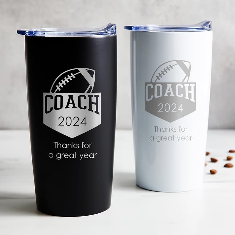 Football Coach Thank You Gift - Engraved Stainless Steel Tumbler