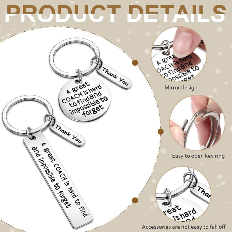 Sports Keychain Set - Thank You Gifts for Men & Women (6 Pcs)