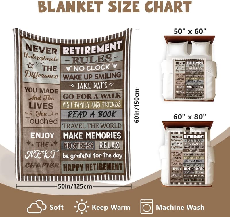 Retirement Blanket for Women and Men, 50