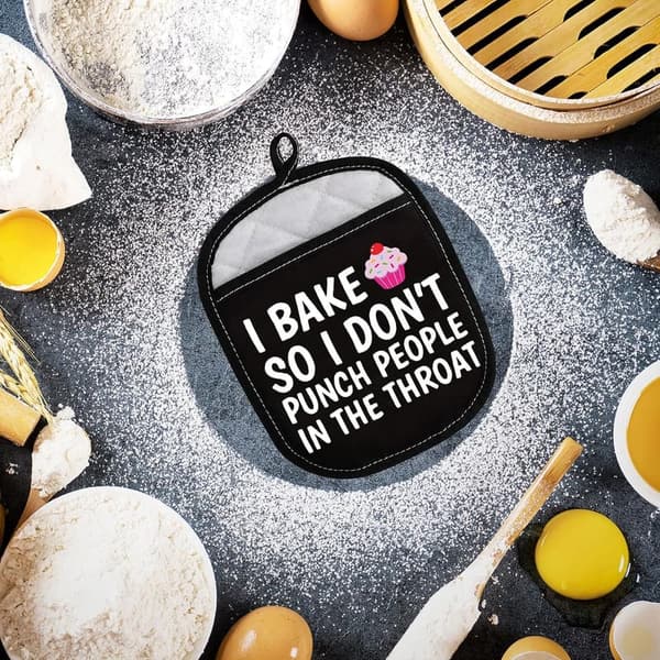 Funny Baker Oven Mitt - I Bake So I Don't Punch People