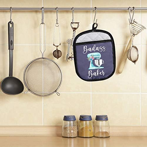 Badass Baker Oven Mitts with Pocket - Perfect Gift for Bake Lovers