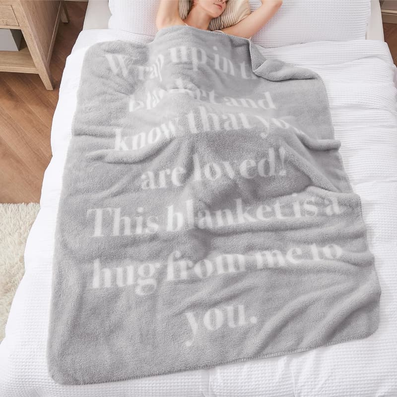 Get Well Gifts - Inspirational Soft Fleece Healing Blanket, Grey 50x60 Inch