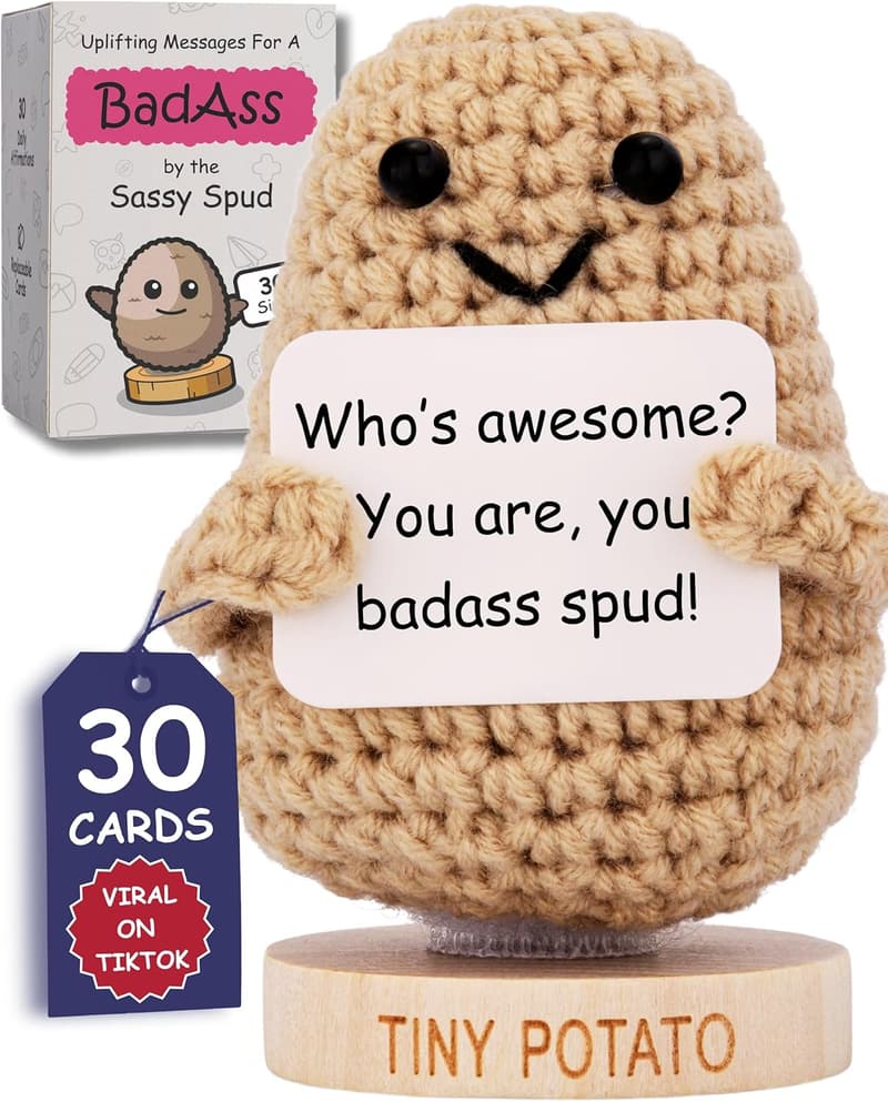 Empowering Potato Crochet Doll with 30 Affirmation Cards for Women