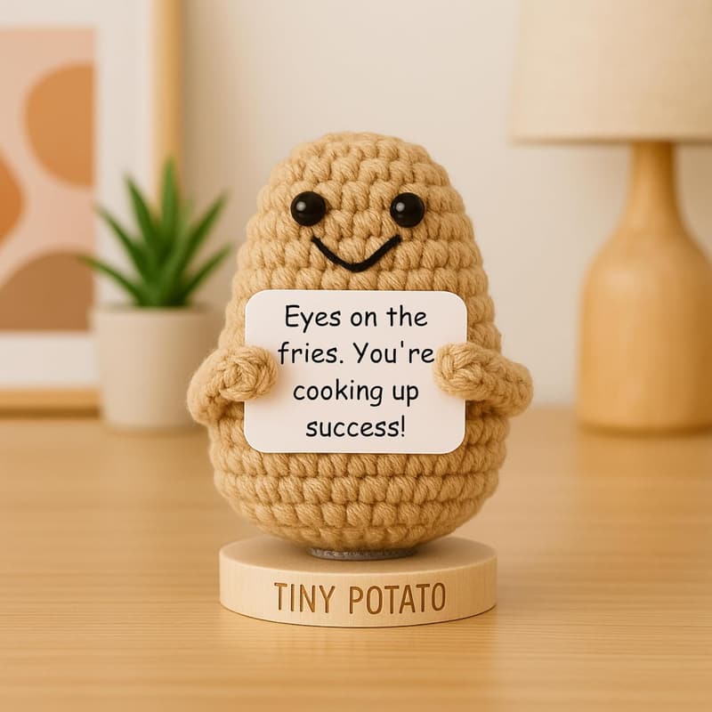 Empowering Potato Crochet Doll with 30 Affirmation Cards for Women