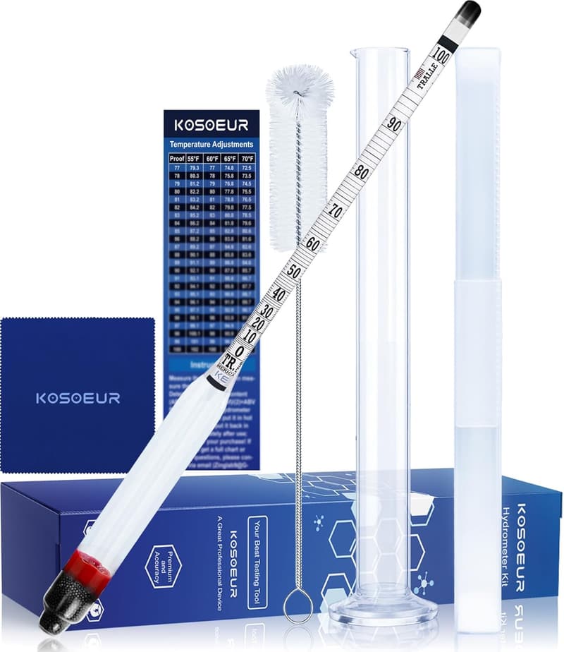 Alcohol Hydrometer Tester Kit for Distilling & Proofing