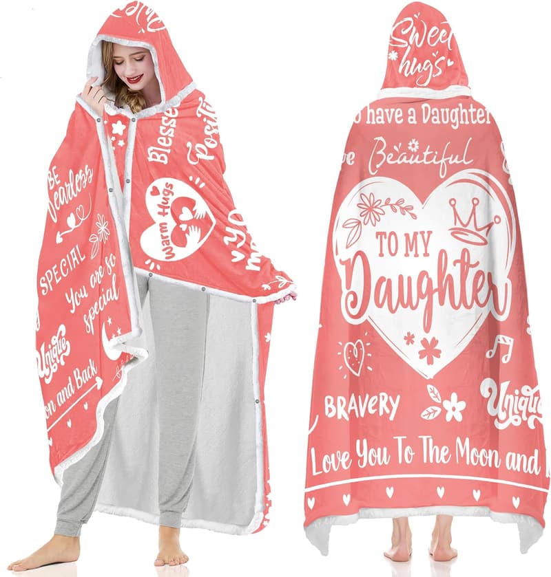 Cozy Wearable Hooded Blanket for Daughter - Mother's Day Gift