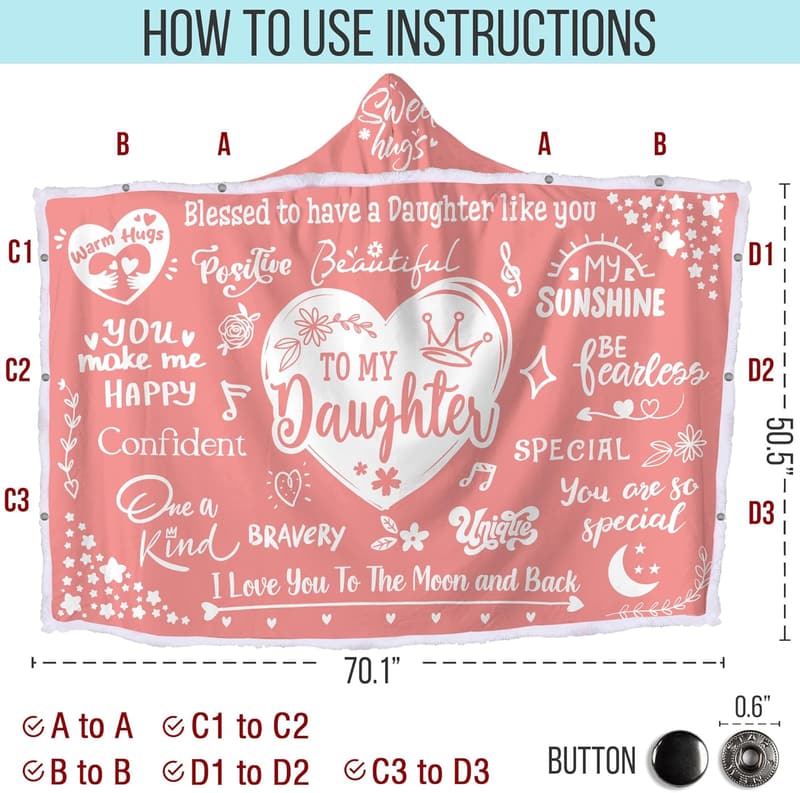 Cozy Wearable Hooded Blanket for Daughter - Mother's Day Gift