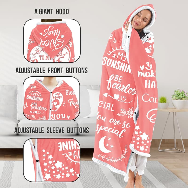 Cozy Wearable Hooded Blanket for Daughter - Mother's Day Gift
