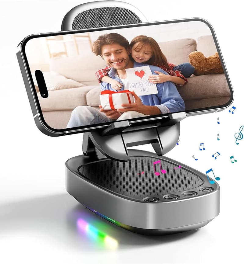 Bluetooth Phone Stand Speaker with LED Light for Men