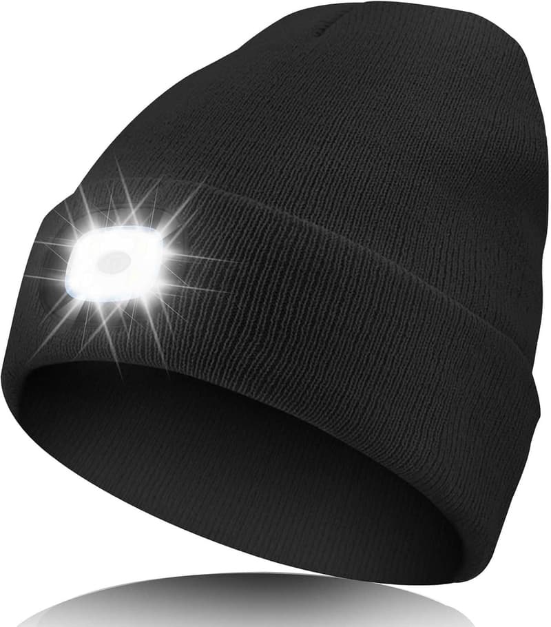 USB Rechargeable LED Beanie Hat for Men and Women
