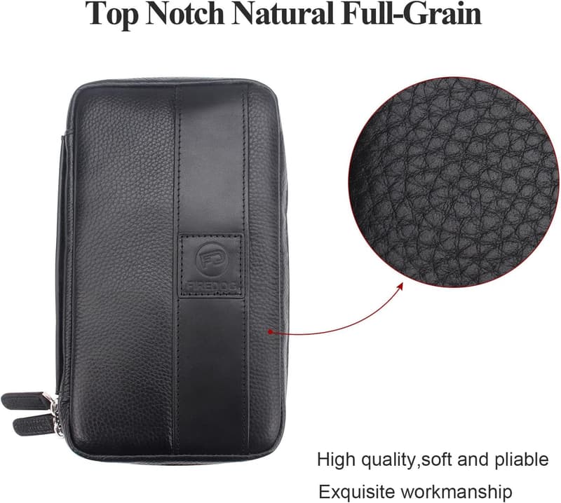 Father's Day Genuine Leather Cigar Pouch for Men (Holds 5-6)