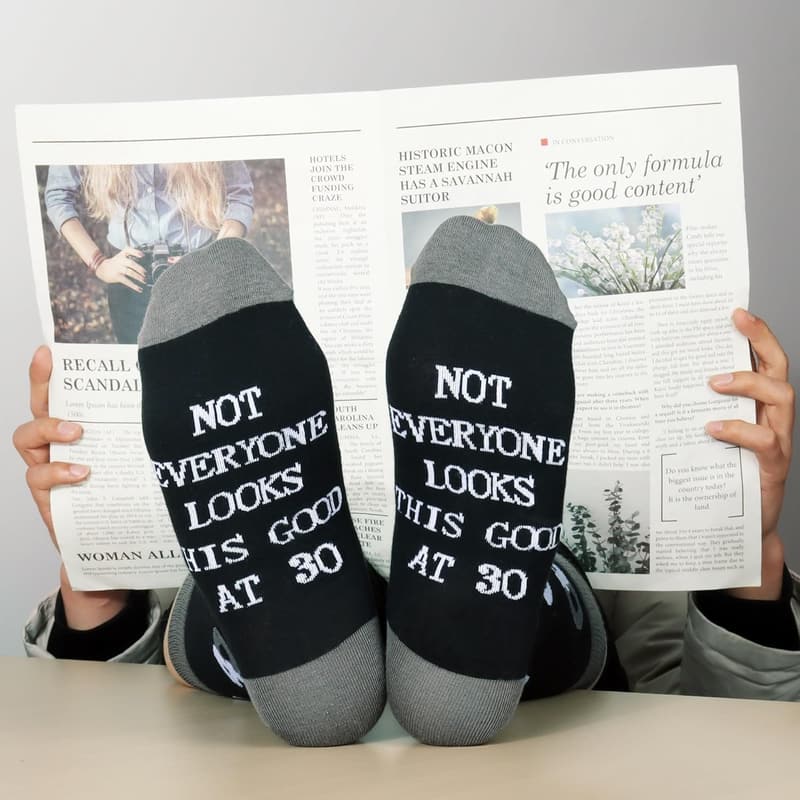 Men's Black Crew Cotton Socks - Perfect Birthday Gift