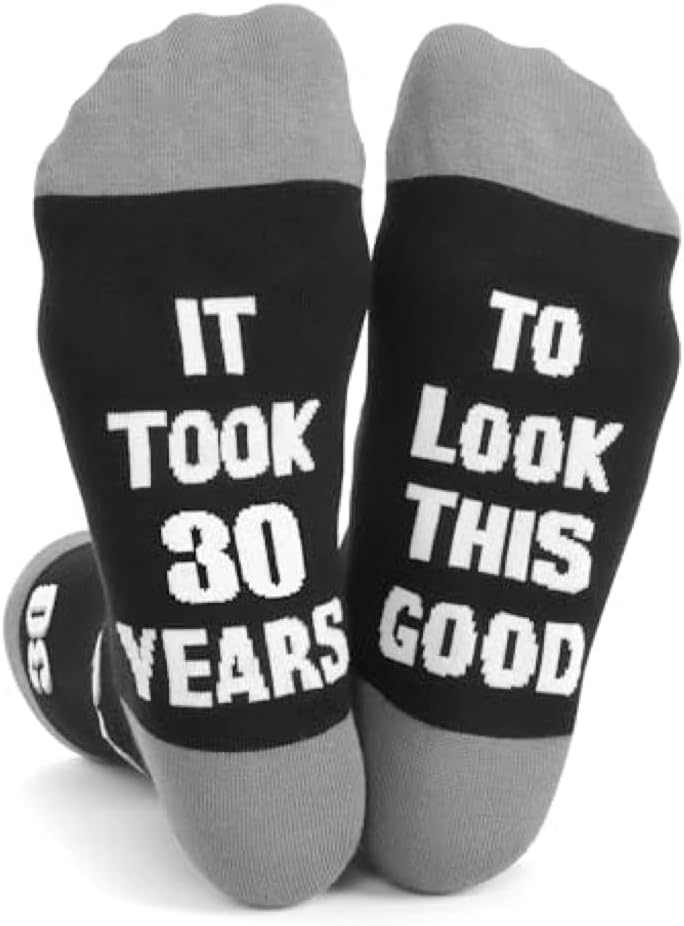 Funny Black Crew Socks for Men's 40th, 50th, 60th Birthdays