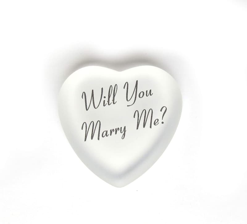 Will You Marry Me? Glass Heart with Pouch for Engagement