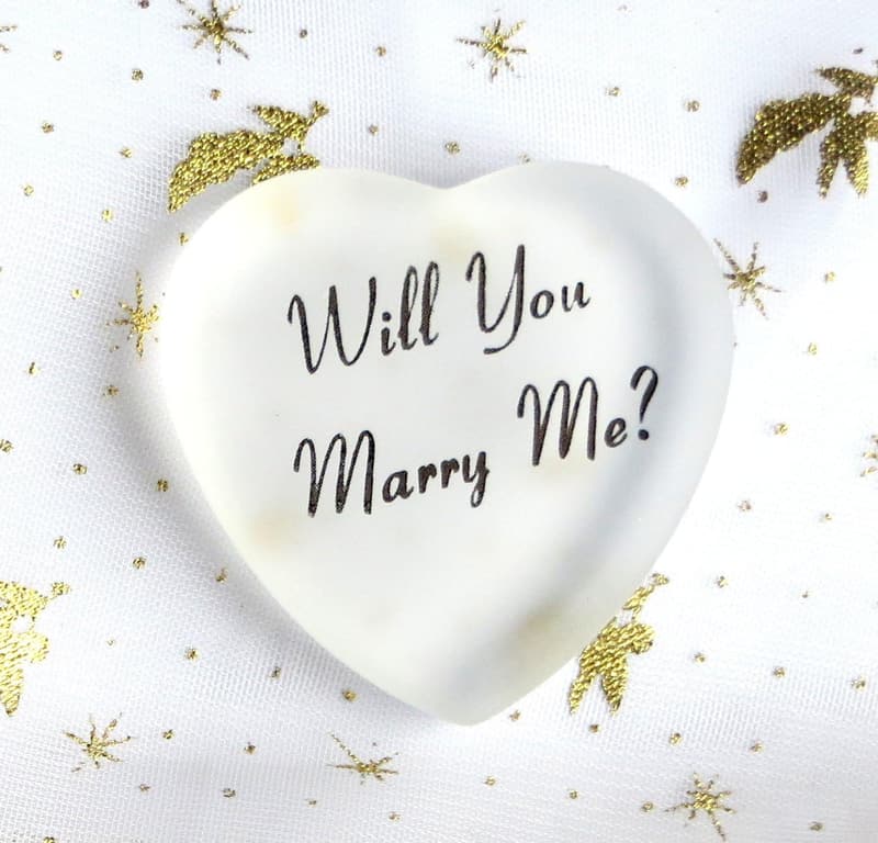 Will You Marry Me? Glass Heart with Pouch for Engagement