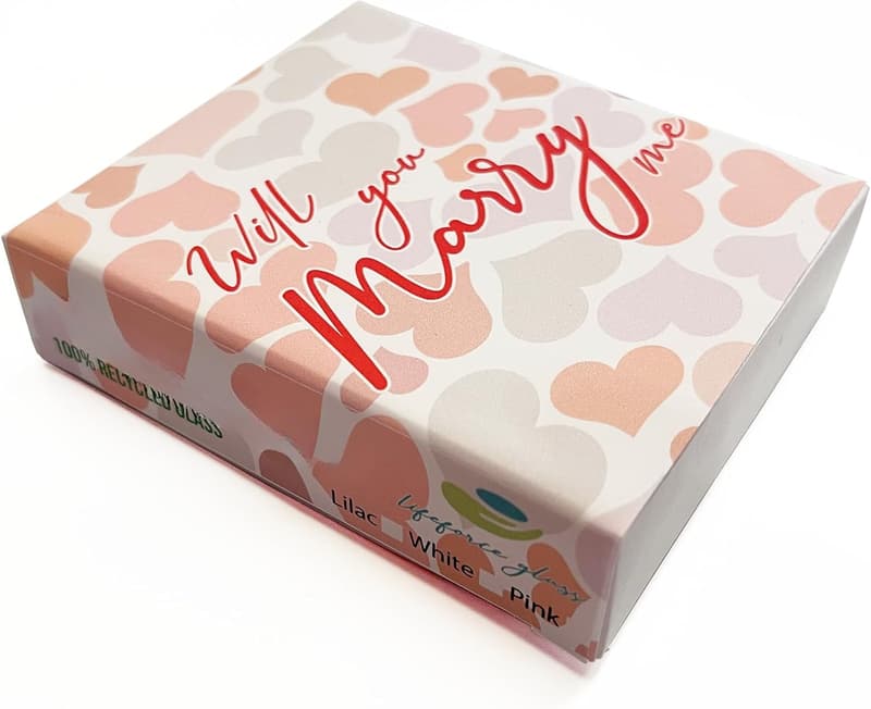 Will You Marry Me? Glass Heart with Pouch for Engagement