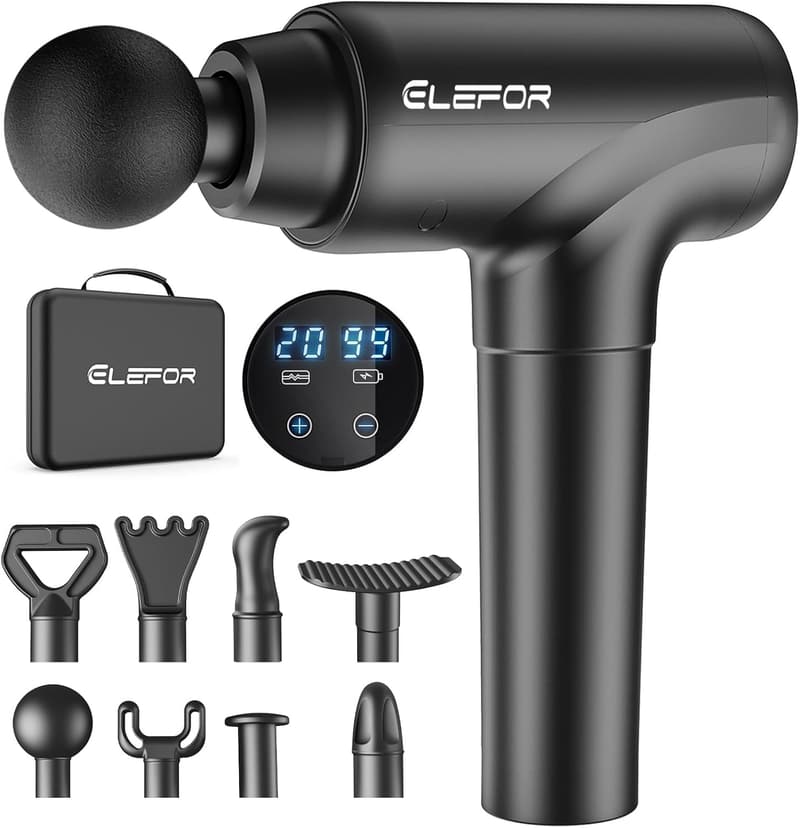 Deep Tissue Massage Gun for Athletes - 20 Speeds, 8 Heads