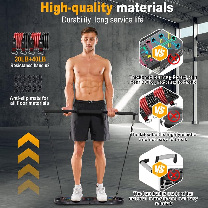 Portable Home Gym Set with 16 Accessories for Full Body Workout