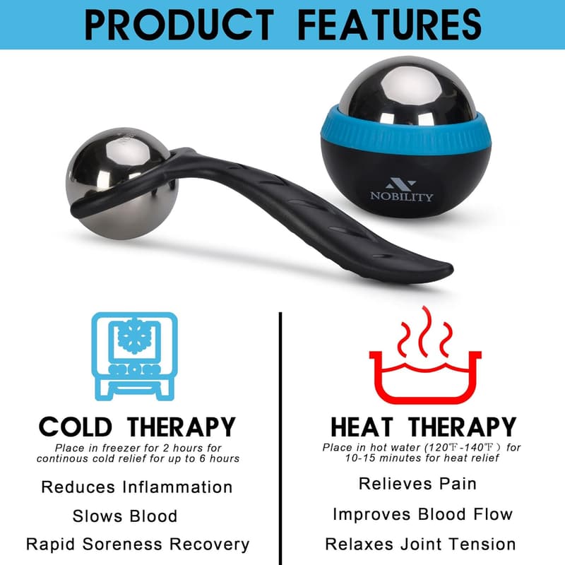 Deep Tissue Massage Ball Roller for Sore Muscle Relief (Black)