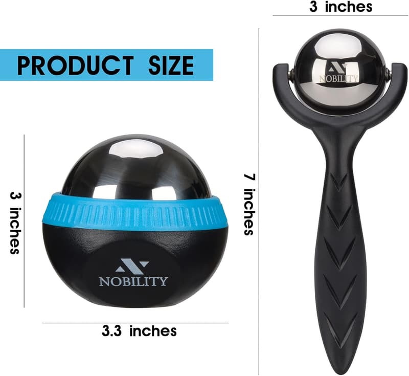 Deep Tissue Massage Ball Roller for Sore Muscle Relief (Black)