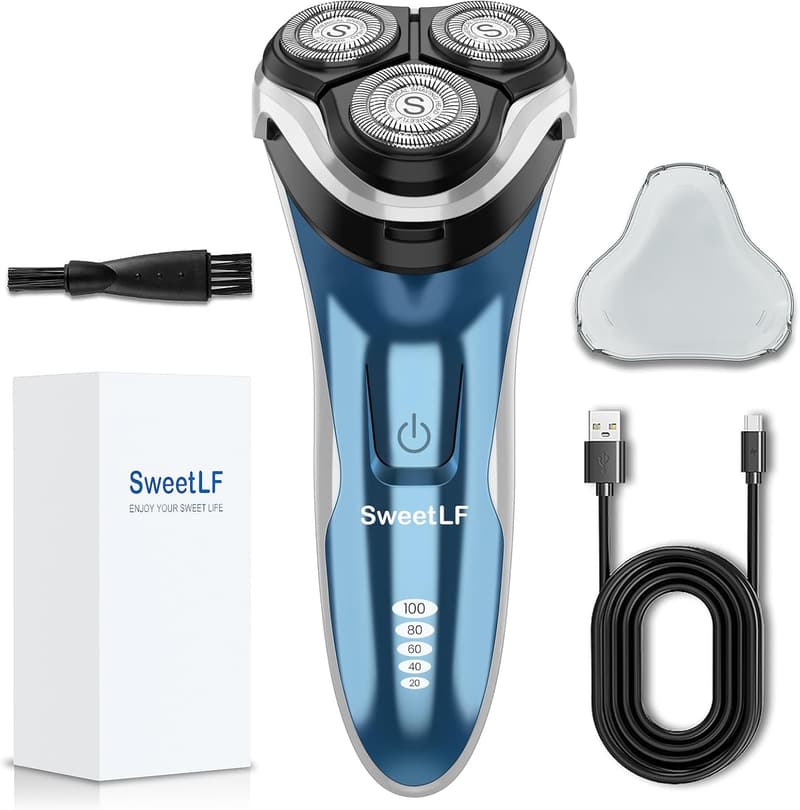 Men's Rechargeable Waterproof Electric Razor with Pop-Up Trimmer