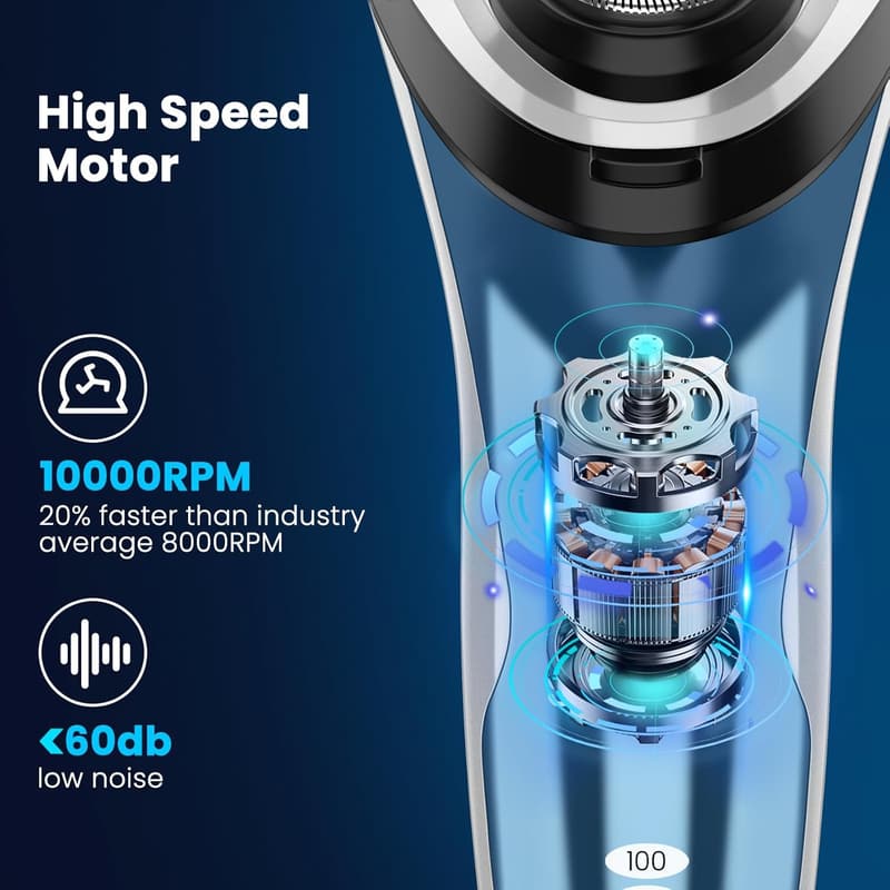 Men's Rechargeable Waterproof Electric Razor with Pop-Up Trimmer