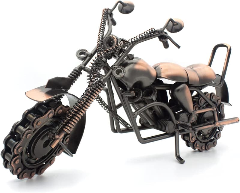 Vintage Metal Motorcycle Sculpture for Him - Unique Birthday Gift