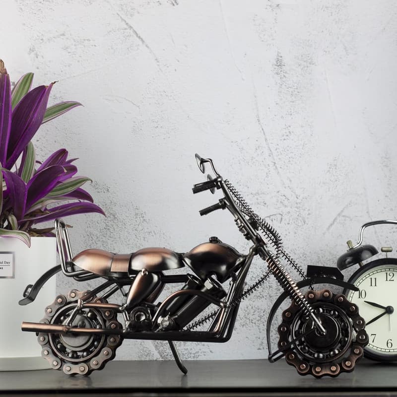 Vintage Metal Motorcycle Sculpture for Him - Unique Birthday Gift
