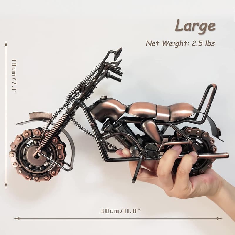 Vintage Metal Motorcycle Sculpture for Him - Unique Birthday Gift