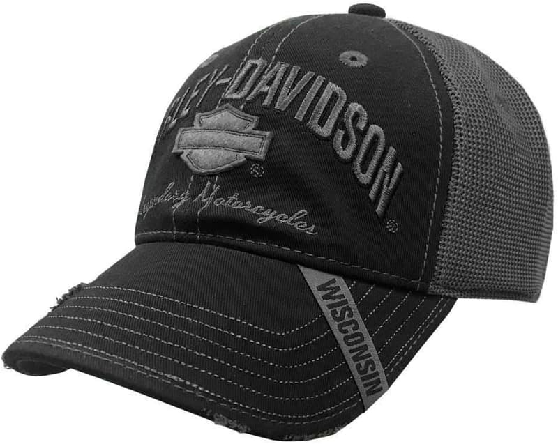 Harley-Davidson Men's Black Distressed Mesh Cap