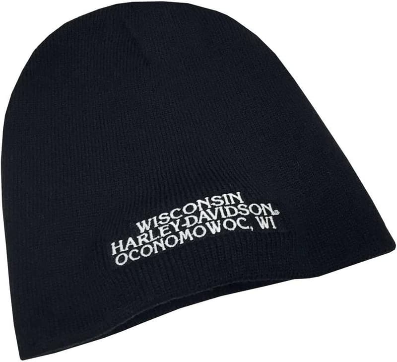 Harley-Davidson Men's Black Embroidered Knit Beanie Cap