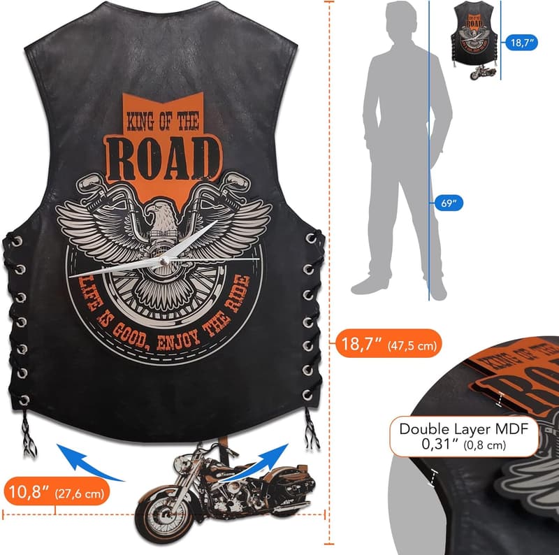 Motorcycle Wall Clock - MDF Art for Enthusiasts and Collectors