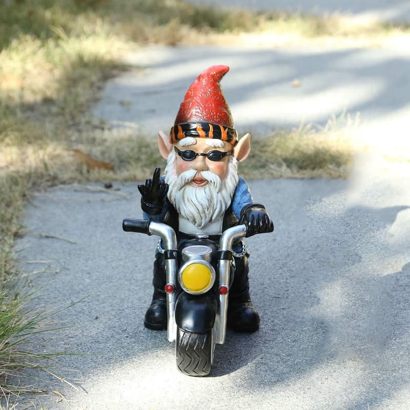 Funny Motorcycle Riding Garden Gnome - Outdoor Yard Décor