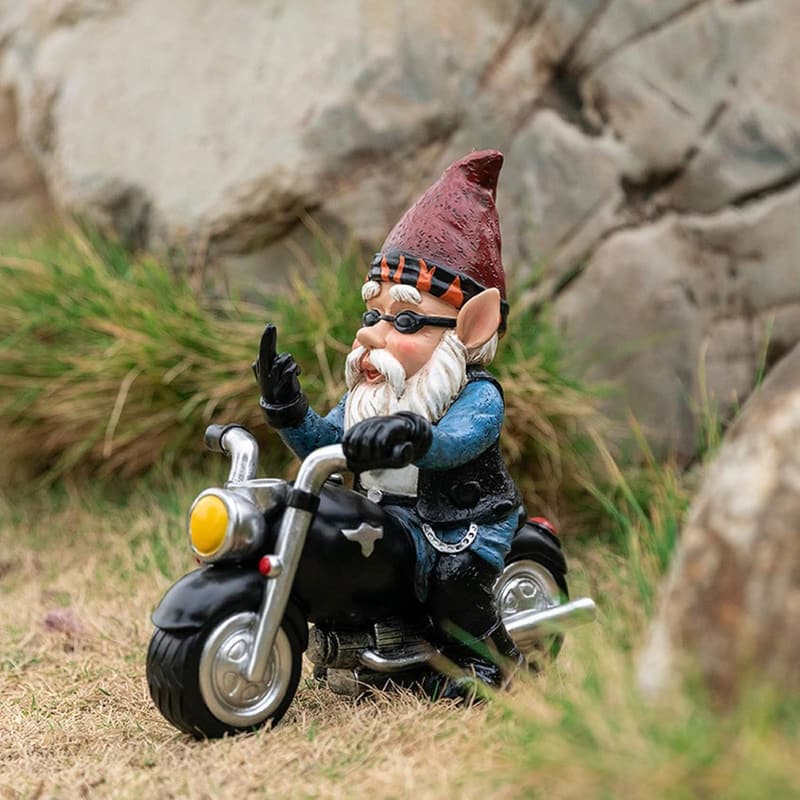 Funny Motorcycle Riding Garden Gnome - Outdoor Yard Décor