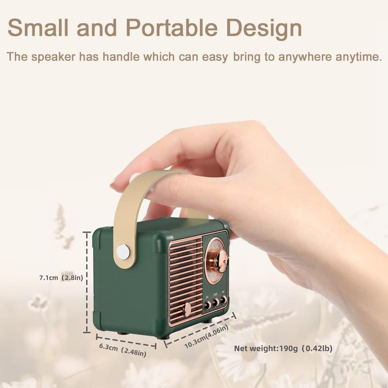 Vintage Retro Bluetooth Speaker - Portable Wireless Gift for Men
