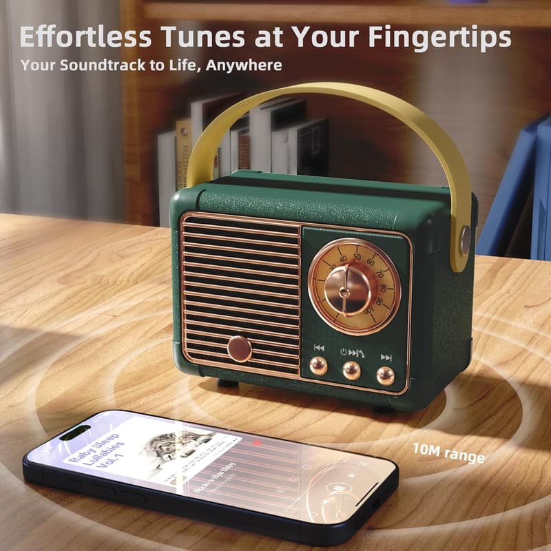 Vintage Retro Bluetooth Speaker - Portable Wireless Gift for Men