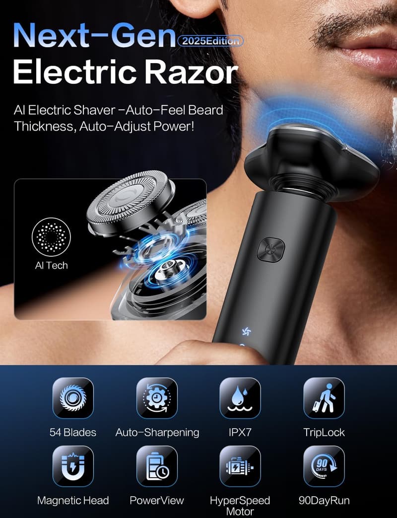 Men's Waterproof Electric Shaver with Digital Display